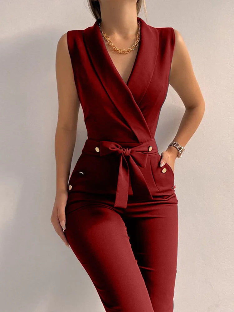 ARIA – Eleganter V-Ausschnitt Jumpsuit für besondere Anlässe