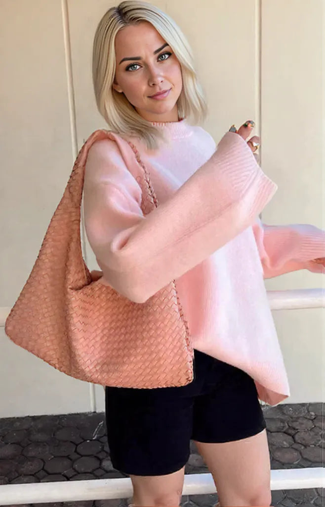 Übergroßer Frauen Pullover Entspannt Fit Runder Hals Weich Mischgewebe S-3XL-3