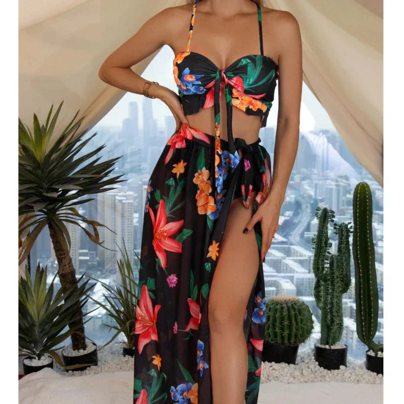 Variant image for Damen Kleidung Set 3-teilig Blumendruck Baumwolle Bequem Locker Sommermode S M L XL-1
