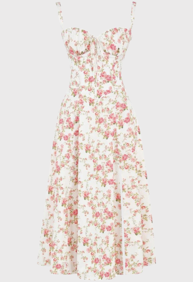 AVERY – Midi Bustier Kleid mit Corsage und Trägern