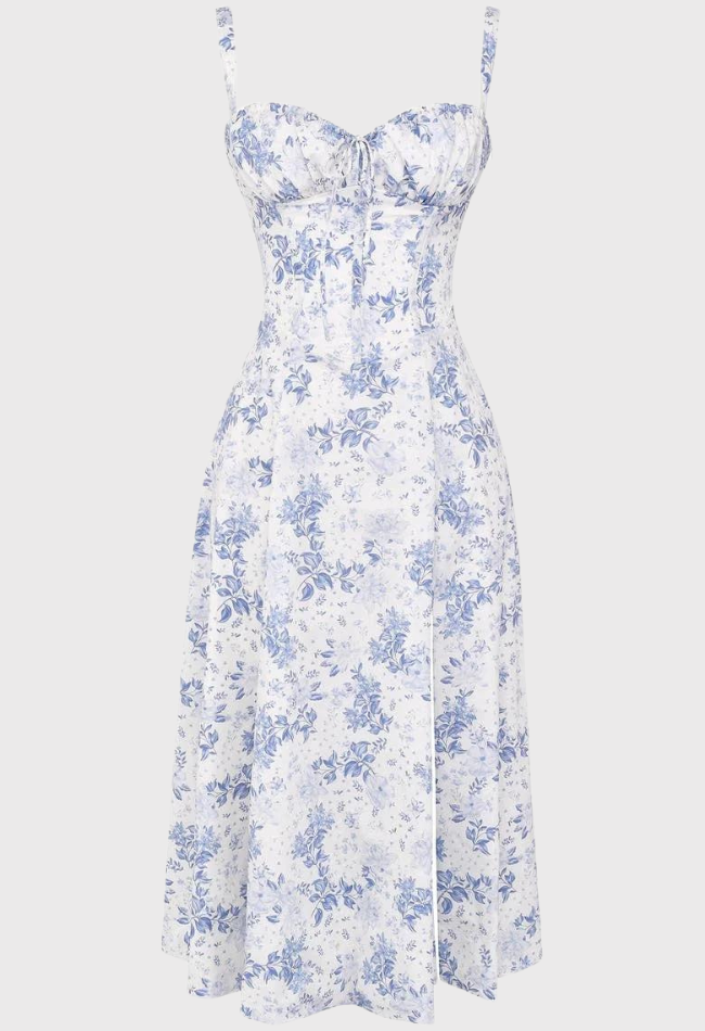 AVERY – Midi Bustier Kleid mit Corsage und Trägern