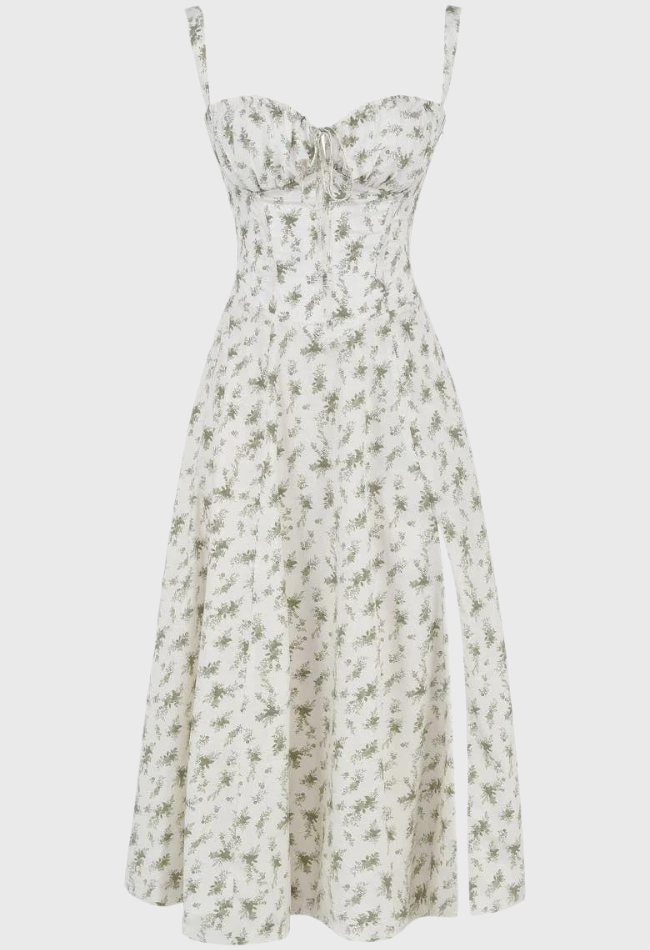 AVERY – Midi Bustier Kleid mit Corsage und Trägern