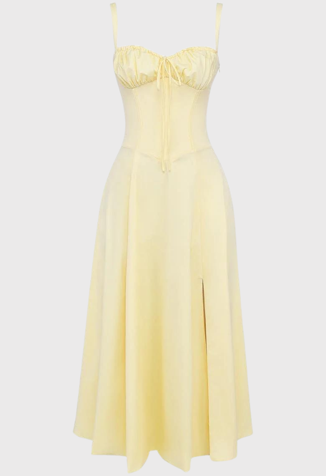 AVERY – Midi Bustier Kleid mit Corsage und Trägern