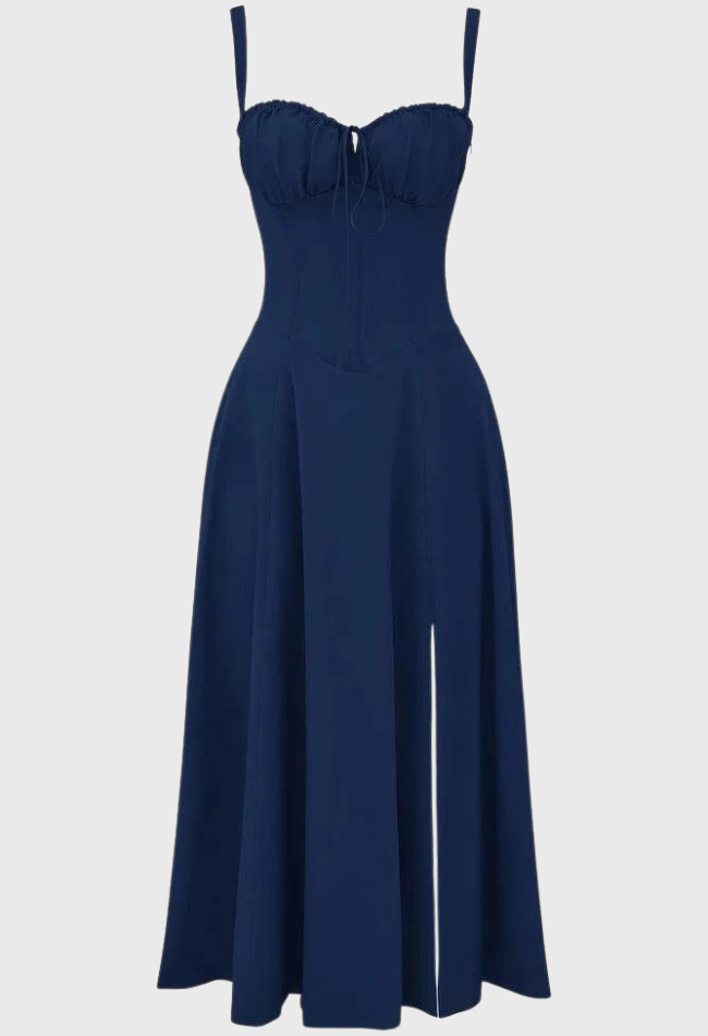AVERY – Midi Bustier Kleid mit Corsage und Trägern