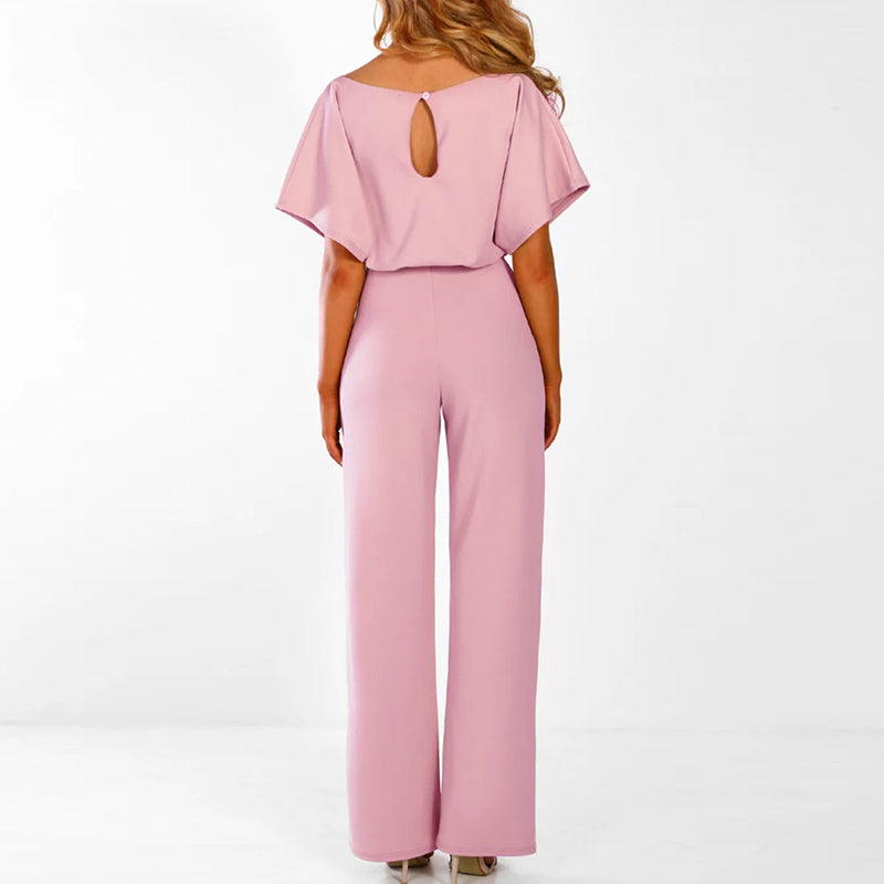 Damen Jumpsuit Elegant Dunkelblau Festlich Sommer Baumwolle Polyester Bequem-3