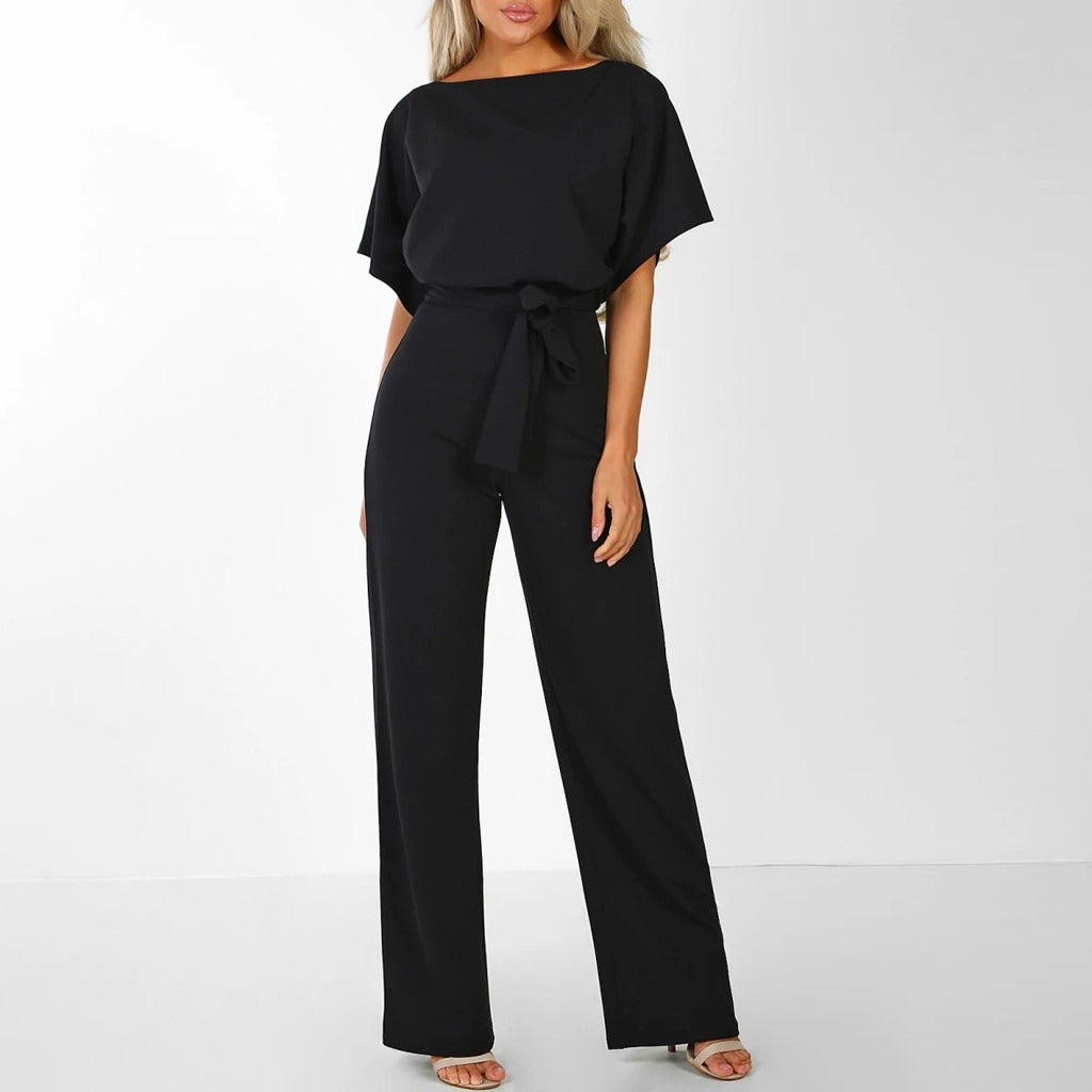 Damen Jumpsuit Elegant Dunkelblau Festlich Sommer Baumwolle Polyester Bequem-4