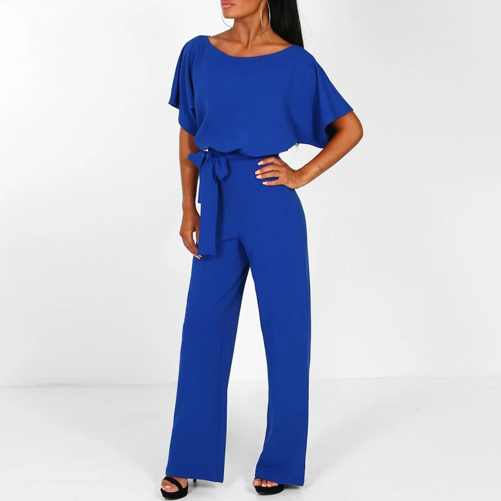 Damen Jumpsuit Elegant Dunkelblau Festlich Sommer Baumwolle Polyester Bequem-5