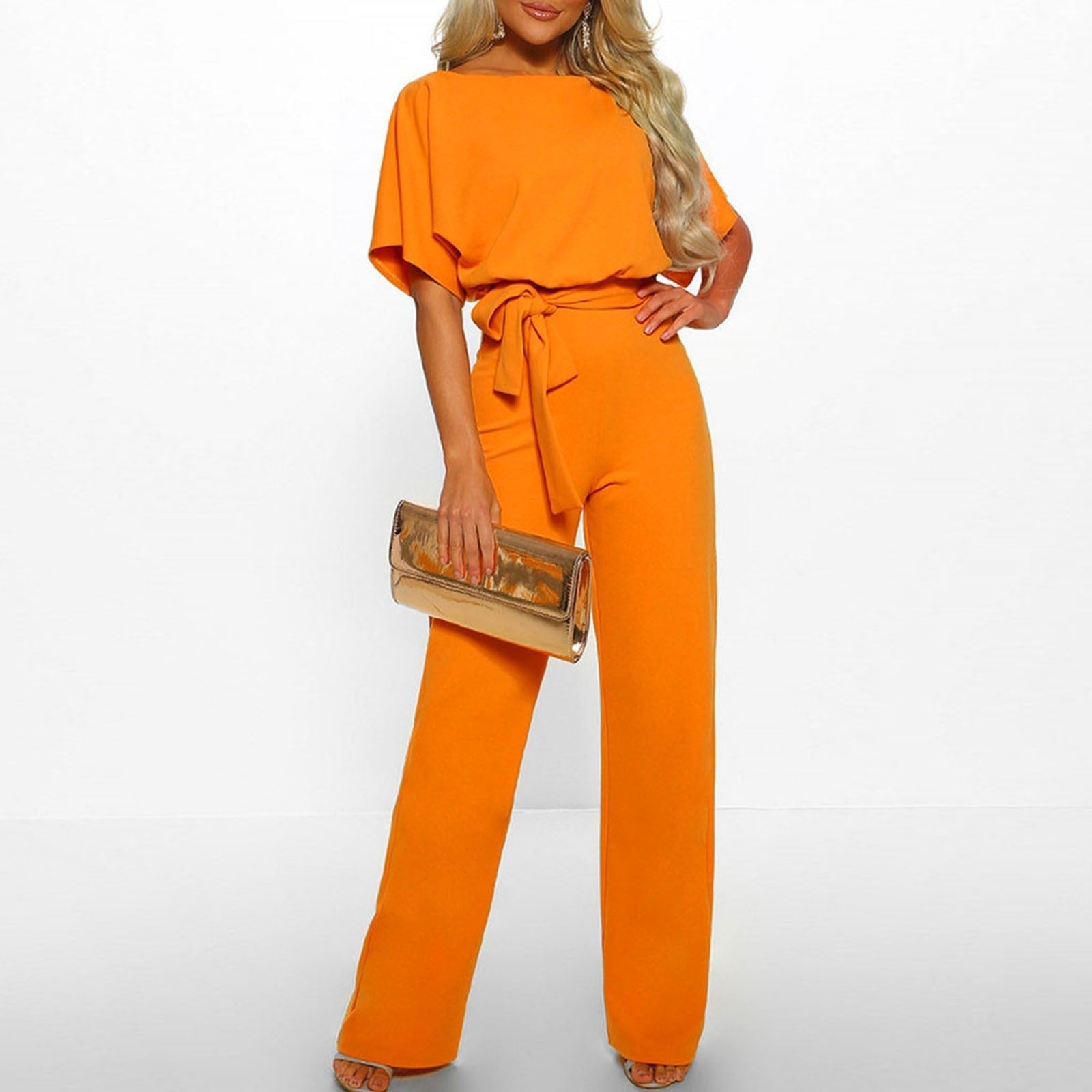 Variant image for Damen Jumpsuit Elegant Dunkelblau Festlich Sommer Baumwolle Polyester Bequem-37