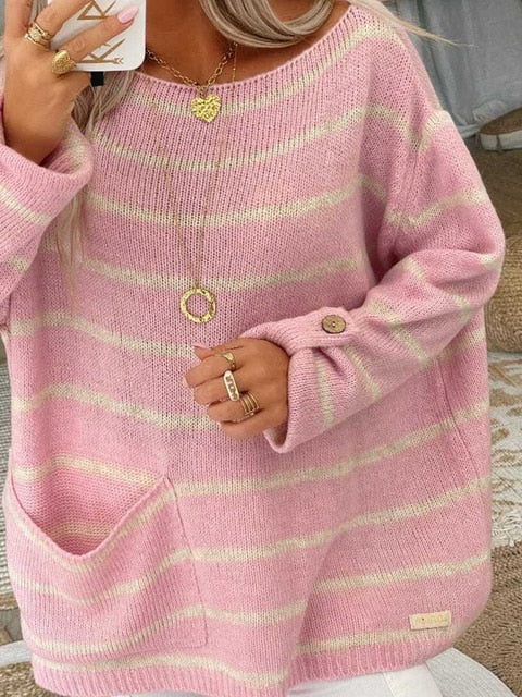 Leonies – Schicker Gestreifter Pullover Mit Rundhalsausschnitt