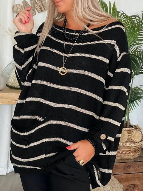 Leonies – Schicker Gestreifter Pullover Mit Rundhalsausschnitt
