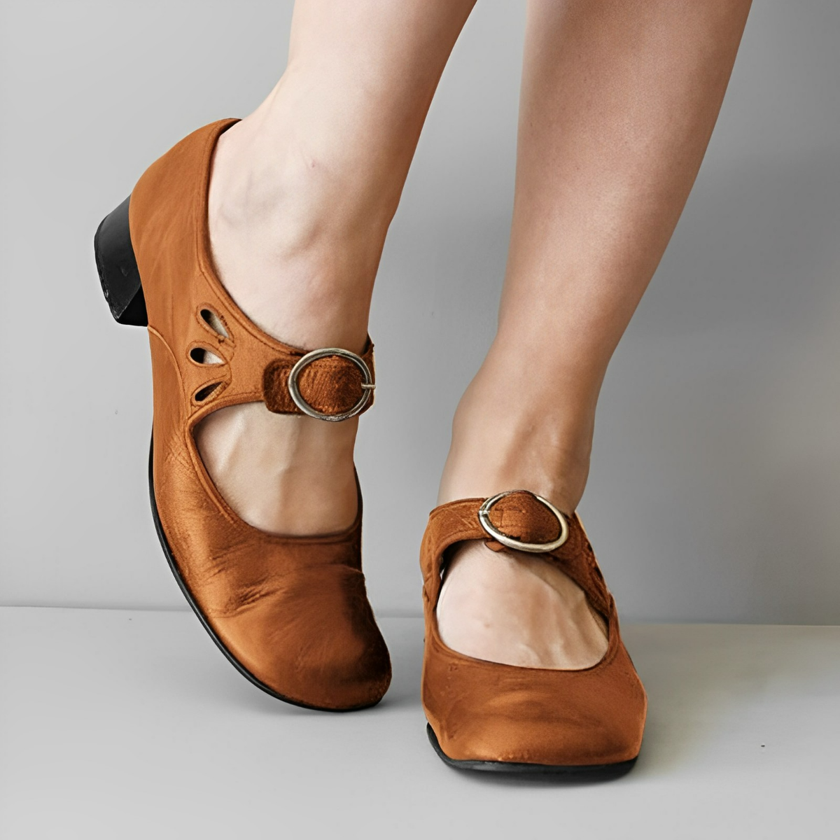 Damen Gleiter Elegante Schnalle Schwarz Komfortabel Größe 36-41-2