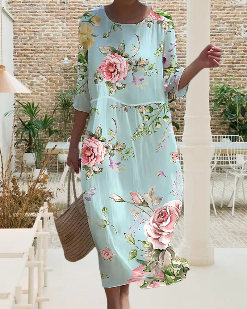 Mara – Elegantes Blumenkleid Aus Premium-Baumwolle