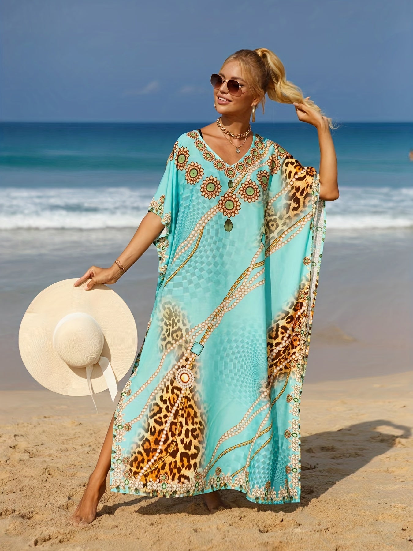 LYRA – Leoparden Blumen Maxi Kleid für Sommerlooks