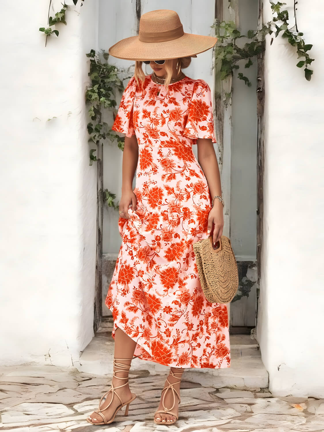 BLOOM HAVEN – Rückenfreies Sommerkleid mit Bindung