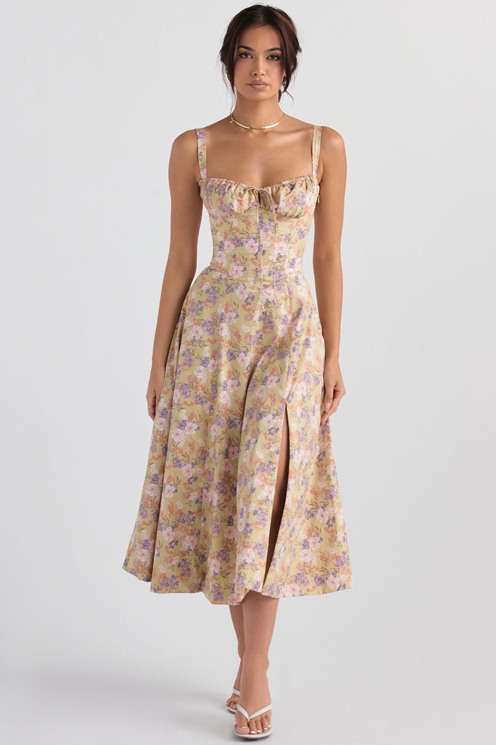 AVERY – Midi Bustier Kleid mit Corsage und Trägern