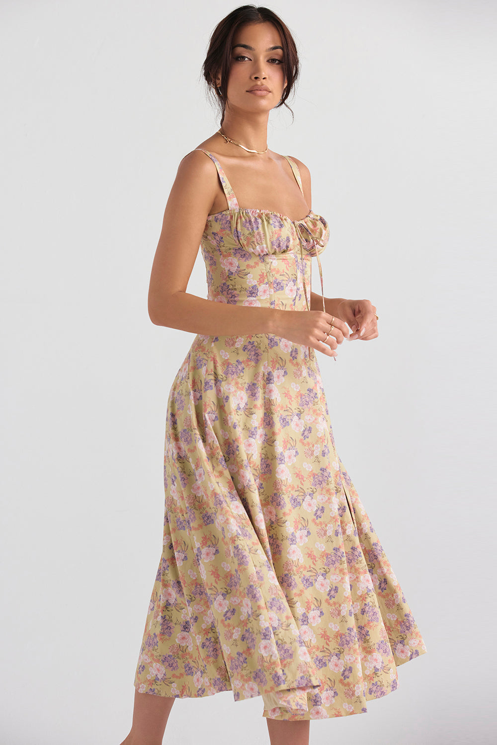 AVERY – Midi Bustier Kleid mit Corsage und Trägern