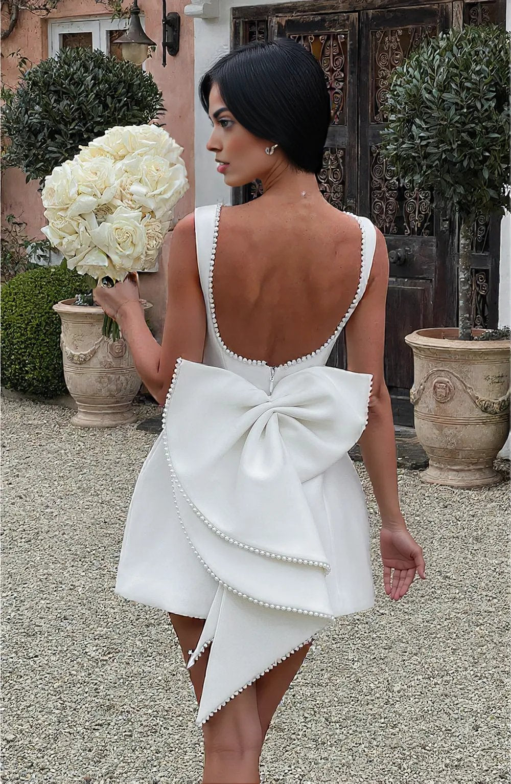 Variant image for Damen Kleid Hochzeitsgast A-Linie Ärmellos Bogen-Rücken Festliches Mini-Kleid für Cocktailpartys-1