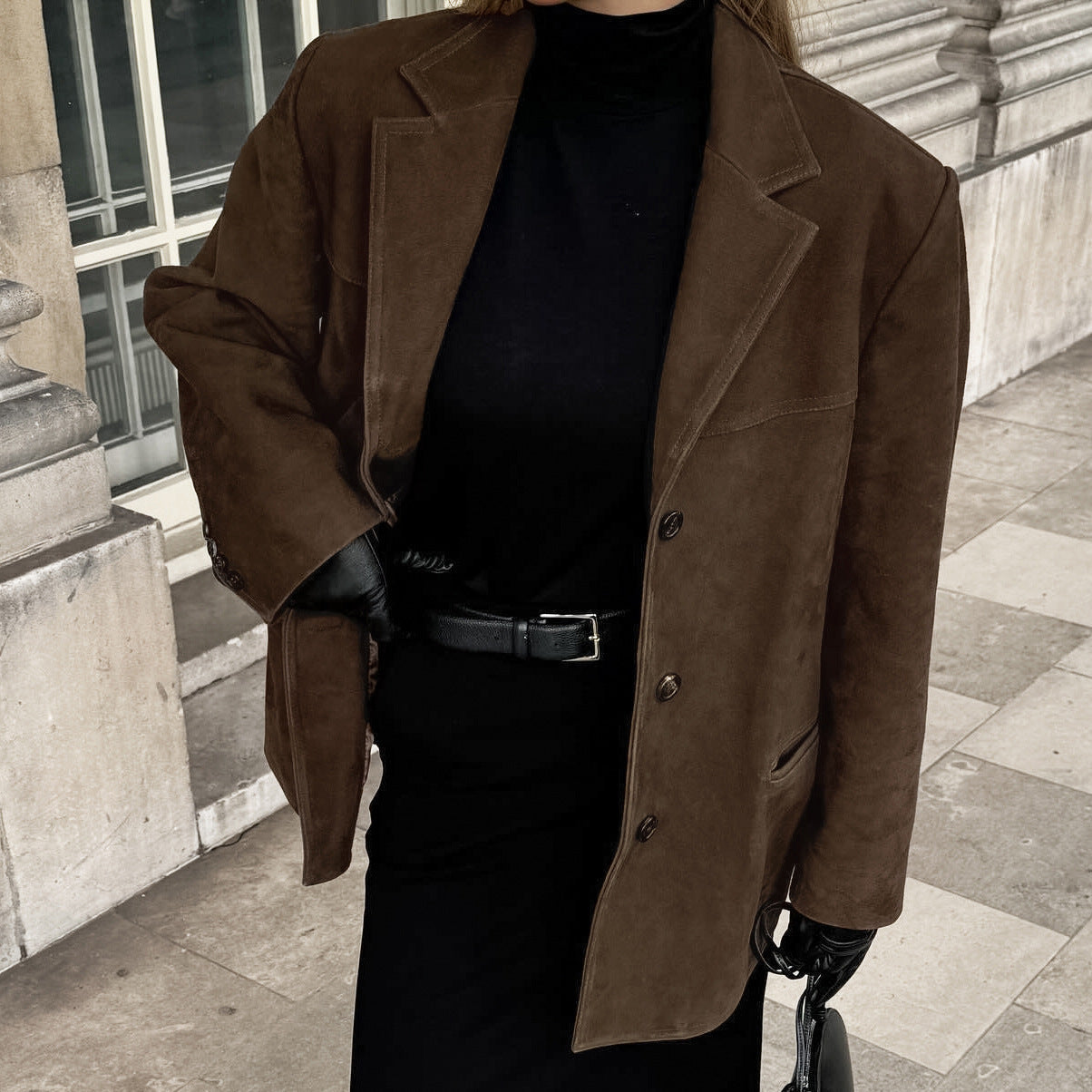 Braune Jacke in Wildleder-Optik | Eleganz und Komfort für kühle Tage