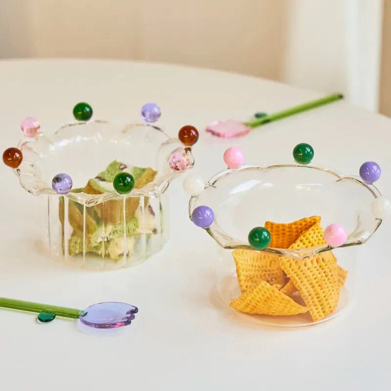 Bunte Kronenförmige Dessertschale aus Umweltfreundlichem Glas - 12,5 cm Durchmesser, Vielseitig für Desserts, Salate und Snacks-2