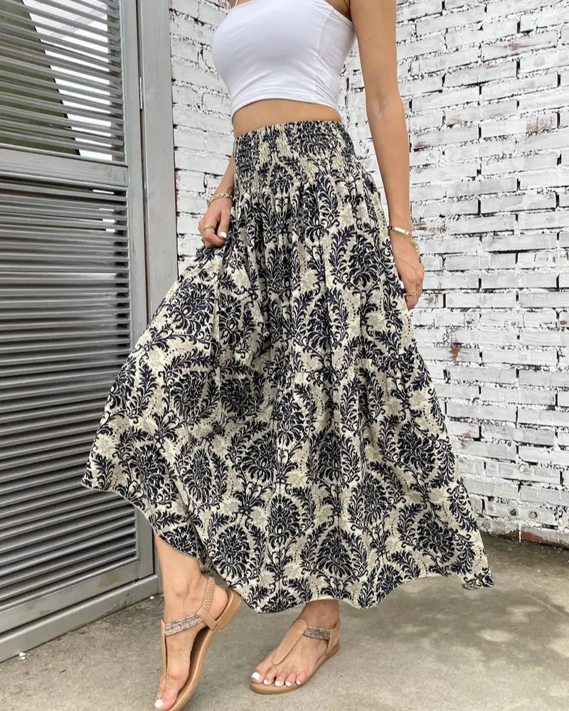 Variant image for Damen Maxirock Lang Boho Muster Leicht Luftig Elastischer Bund S-3XL-13