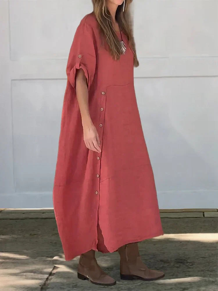ELLA – Lässiges Ärmelloses Maxikleid aus Baumwolle