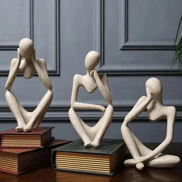 Abstrakte Denkerskulptur aus Handgefertigtem Harz - Kunstobjekt für Zuhause und Büro, 23 cm hoch, Einzigartiges Design-5