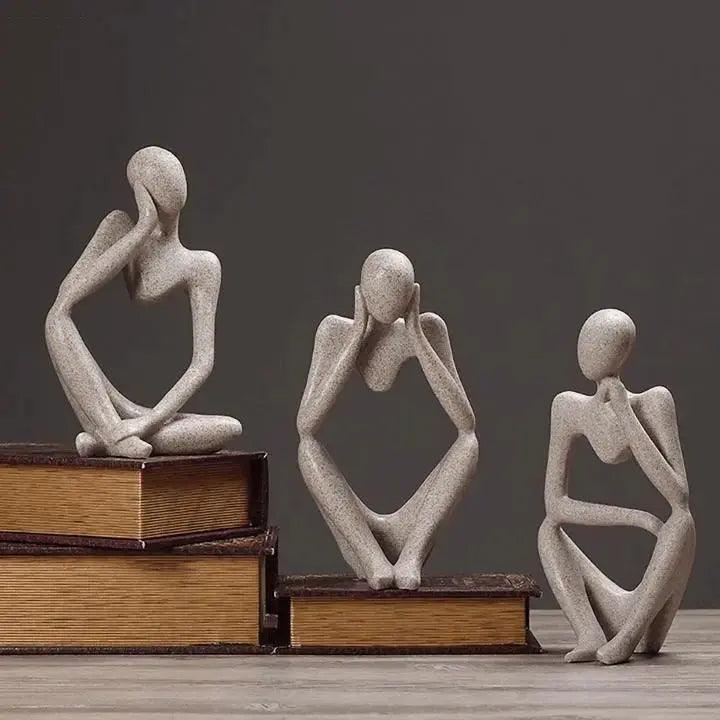 Abstrakte Denkerskulptur aus Handgefertigtem Harz - Kunstobjekt für Zuhause und Büro, 23 cm hoch, Einzigartiges Design-6