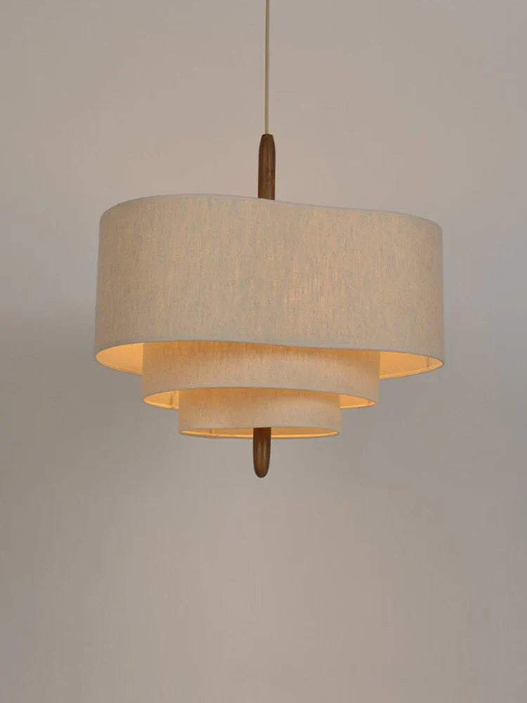 Moderner Stoff Kronleuchter in Beige für Wohnzimmer und Schlafzimmer - Elegantes Design mit sanftem Licht, 45-58 cm-5