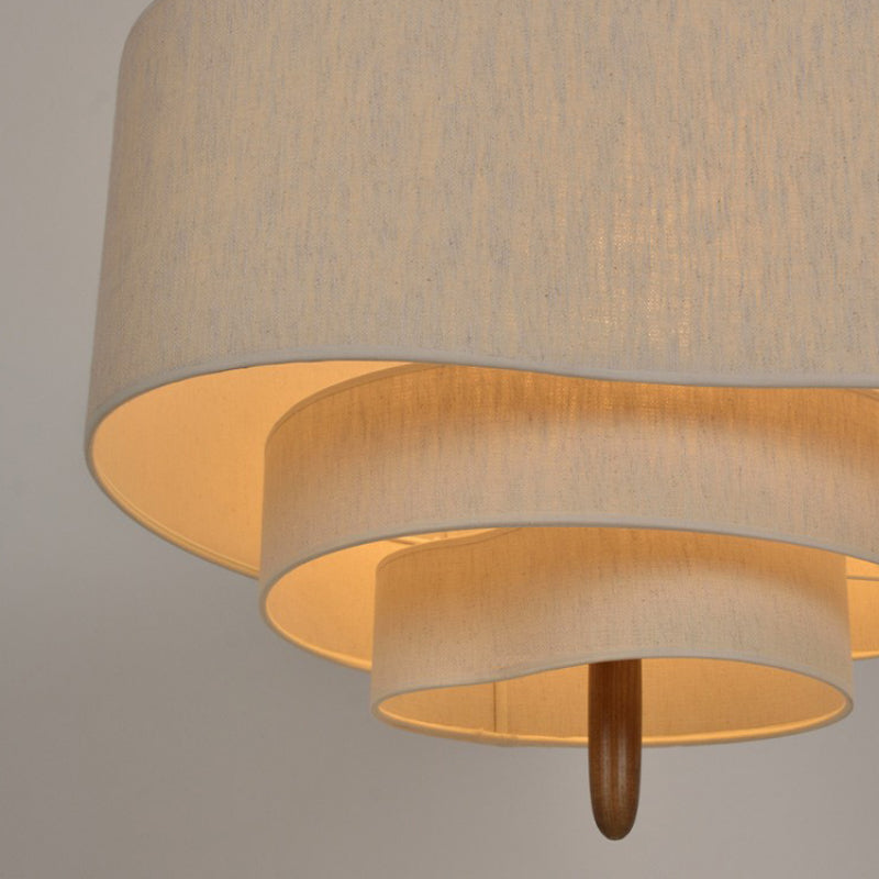 Moderner Stoff Kronleuchter in Beige für Wohnzimmer und Schlafzimmer - Elegantes Design mit sanftem Licht, 45-58 cm-4