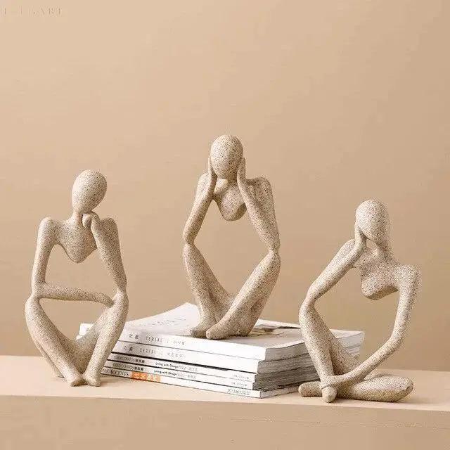 Abstrakte Denkerskulptur aus Handgefertigtem Harz - Kunstobjekt für Zuhause und Büro, 23 cm hoch, Einzigartiges Design-4