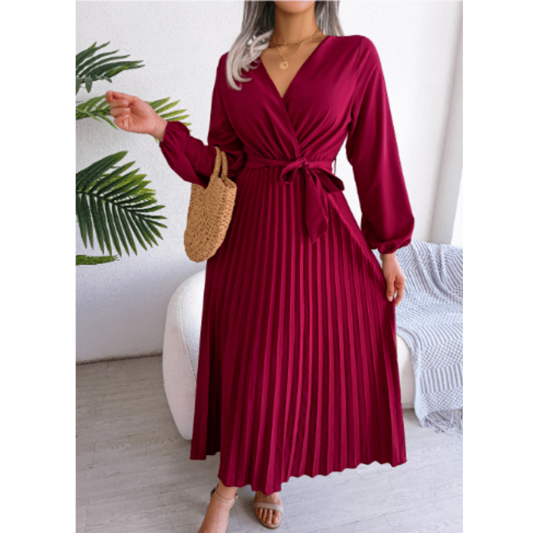 Damen Maxikleid Festlich Rosa V-Ausschnitt Elegantes Design für Hochzeiten und Sommeranlässe-3