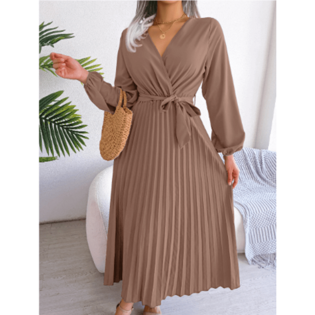 Damen Maxikleid Festlich Rosa V-Ausschnitt Elegantes Design für Hochzeiten und Sommeranlässe-6