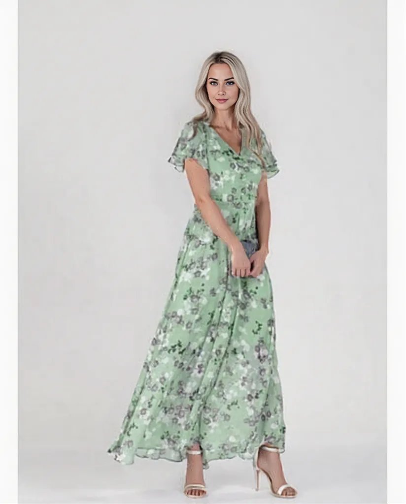 Damen Sommerkleid Blumendesign Luftig Vielseitig S M L XL 2XL 3XL Hochzeitsgast Kleid-3