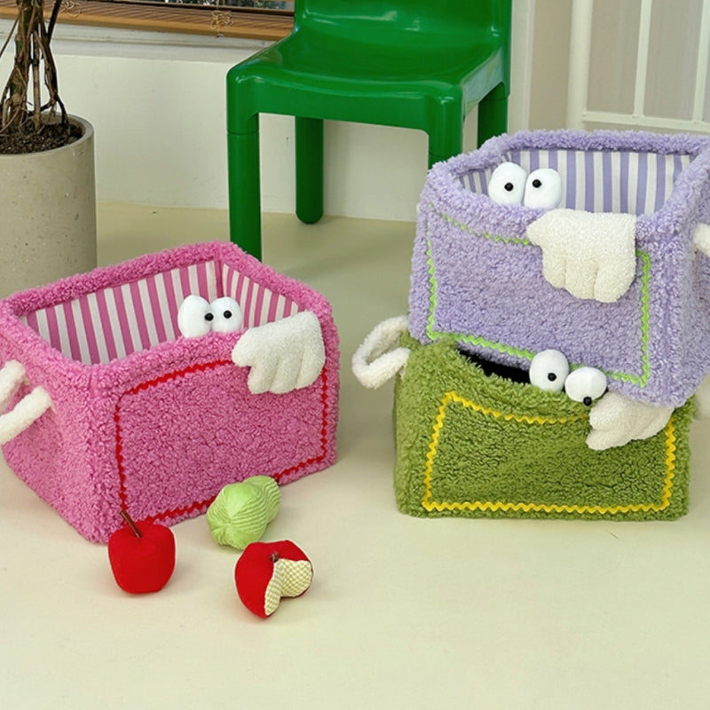 Stilvoller Aufbewahrungskorb im Monsterdesign aus Lambswool - Faltbar und Tragbar für Vielseitige Nutzung-3