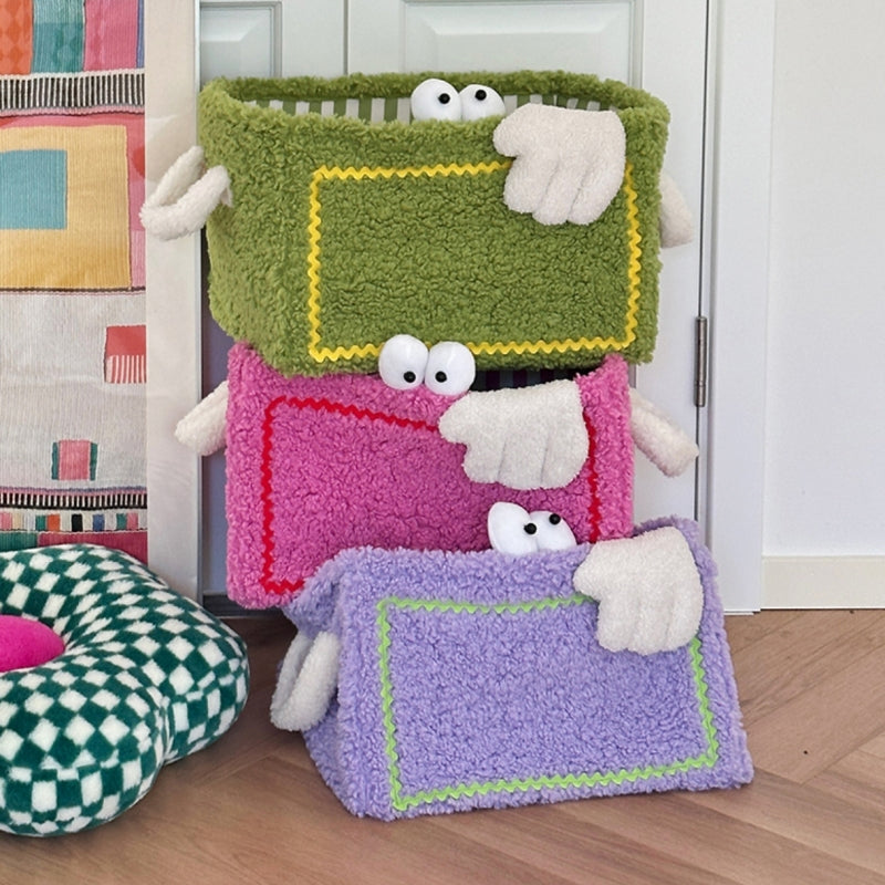 Stilvoller Aufbewahrungskorb im Monsterdesign aus Lambswool - Faltbar und Tragbar für Vielseitige Nutzung-2