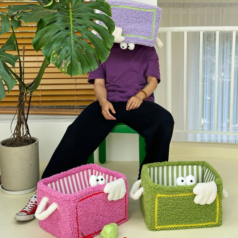 Stilvoller Aufbewahrungskorb im Monsterdesign aus Lambswool - Faltbar und Tragbar für Vielseitige Nutzung-6