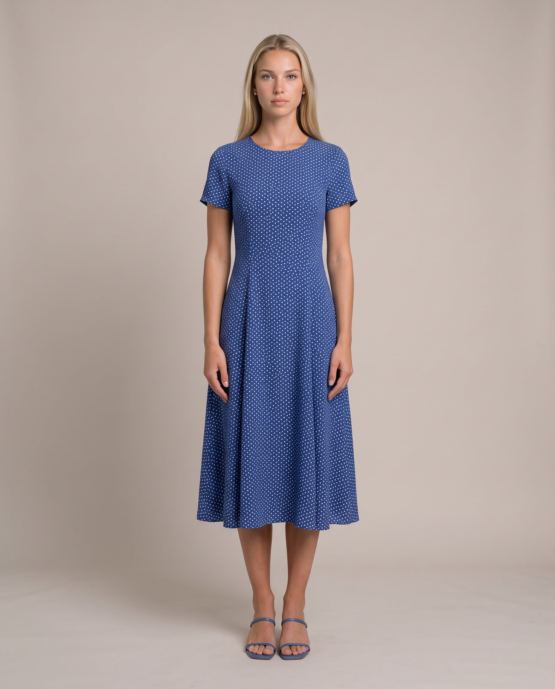 Graziana Sommerkleid für Damen in Blau, A-Linie mit Allover-Print