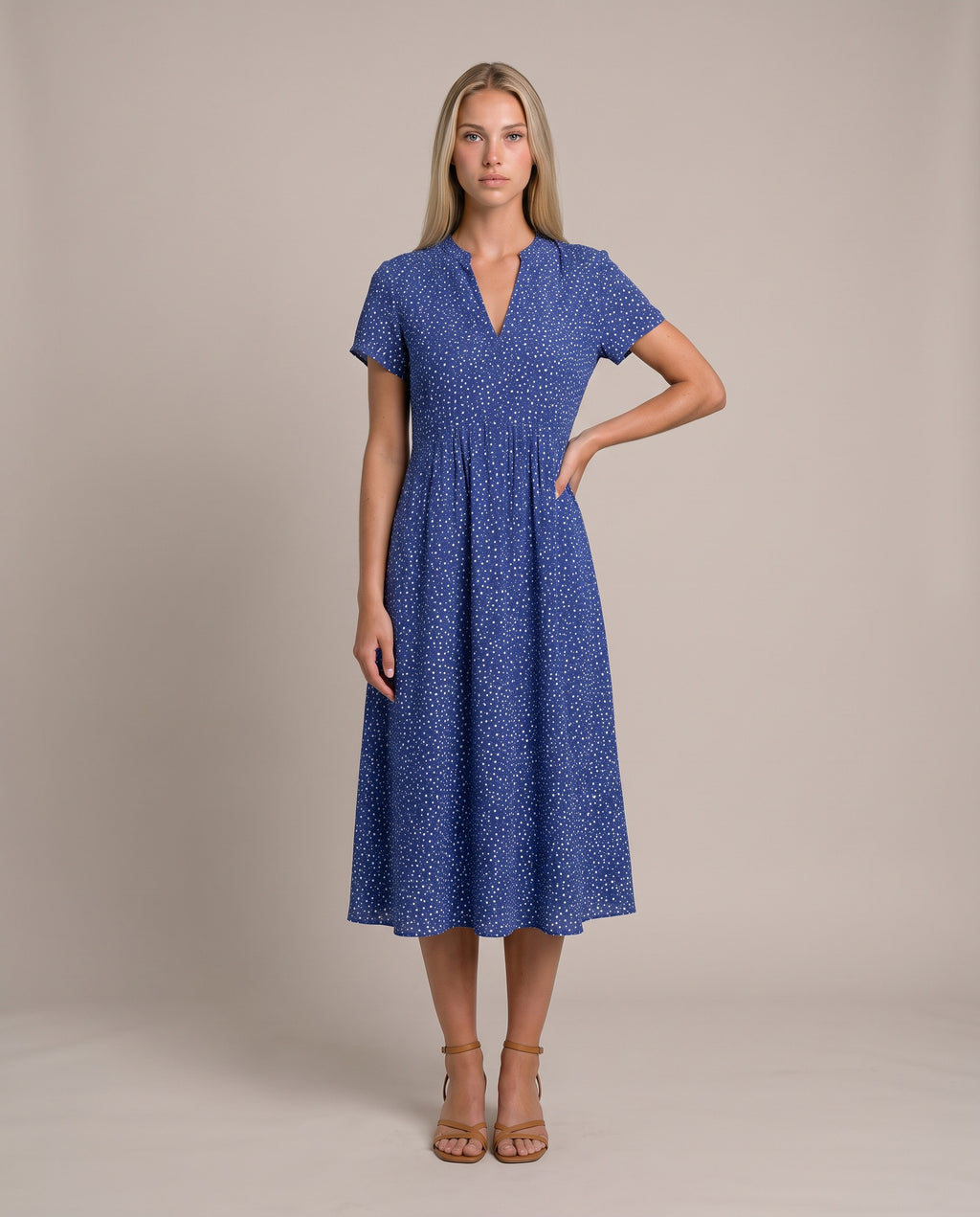Graziana Sommerkleid für Damen in Blau, A-Linie mit Allover-Print