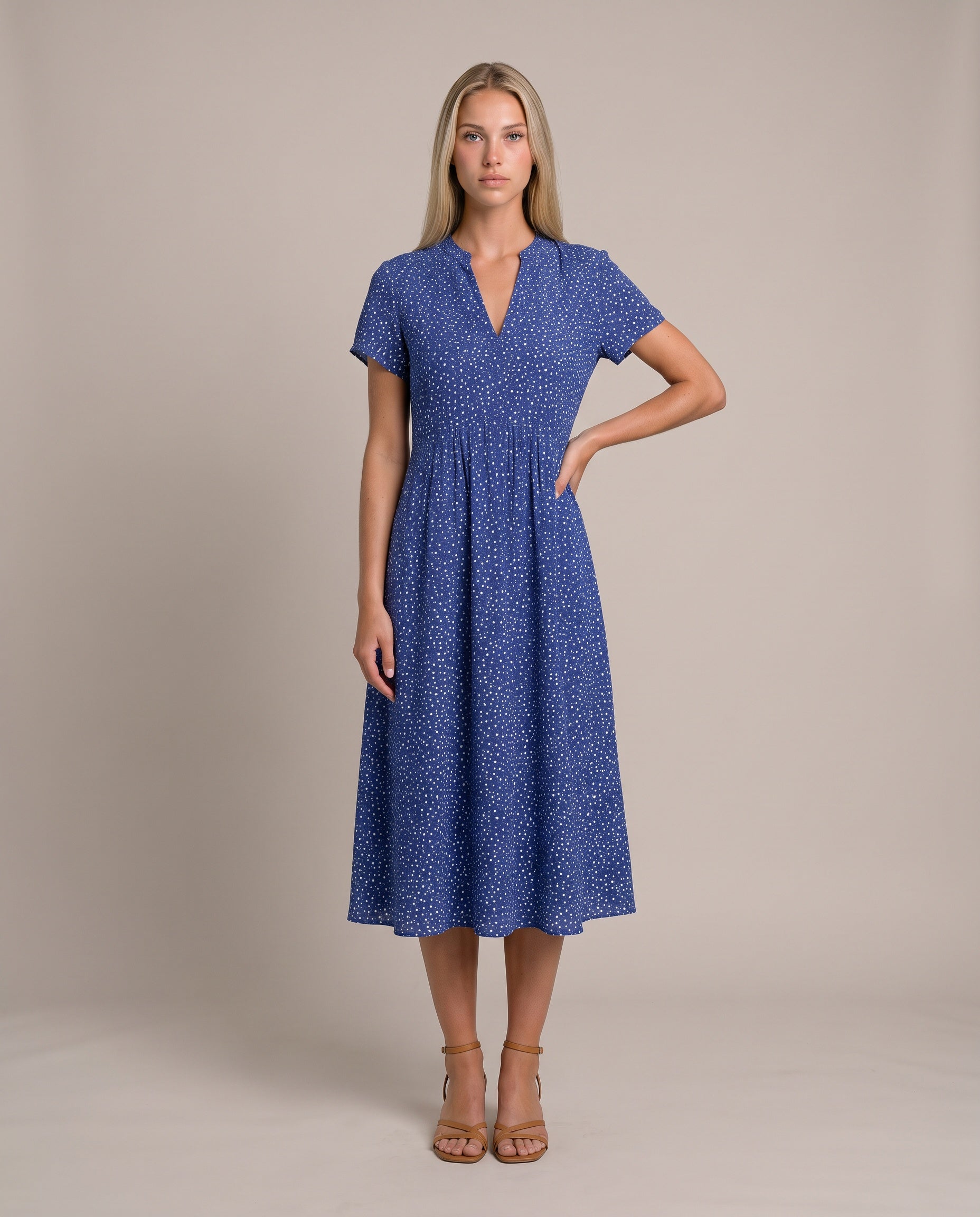 Graziana Sommerkleid für Damen in Blau, A-Linie mit Allover-Print