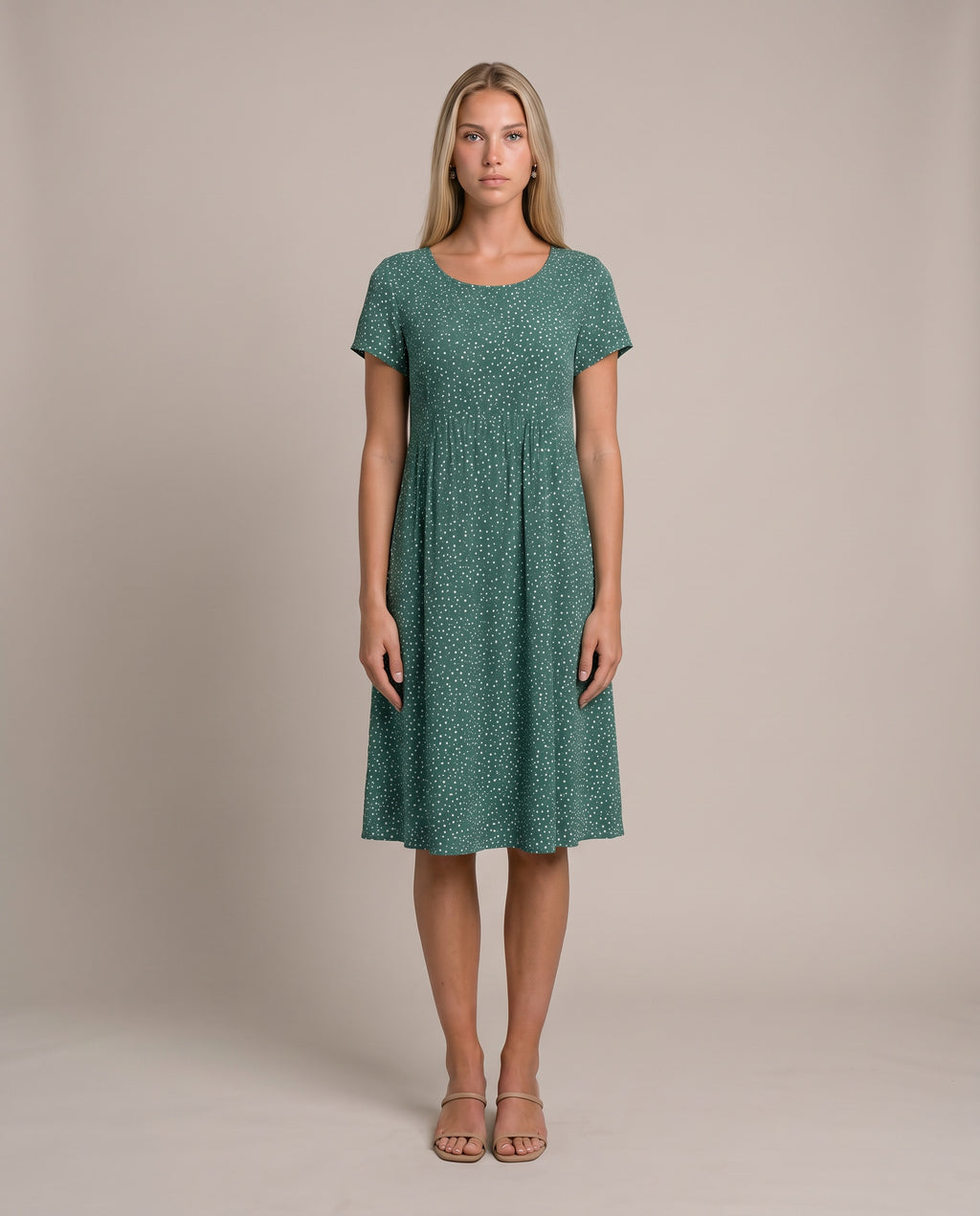 Graziana Sommerkleid für Damen in Grün, A-Linie mit Allover-Print
