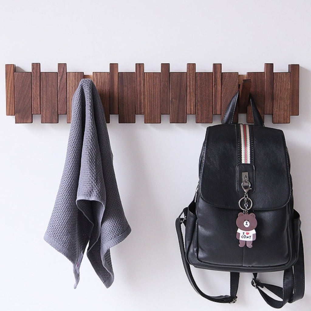 Handgefertigter Garderobenhaken aus Holz für Flur und Schlafzimmer - Stilvolles Klavierdesign mit 4-10 Haken-2