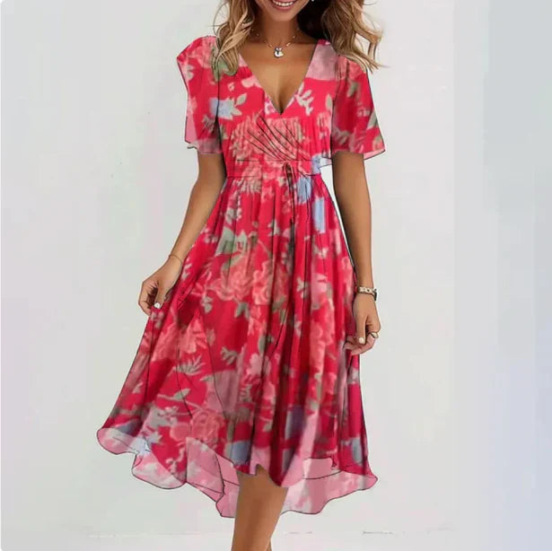 SIENNA – Elegantes Sommerkleid mit V-Ausschnitt und Flügelärmeln