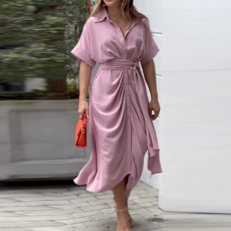 CHIC ELEGANCE – Sommerkleid mit Schleifendetail und V-Ausschnitt