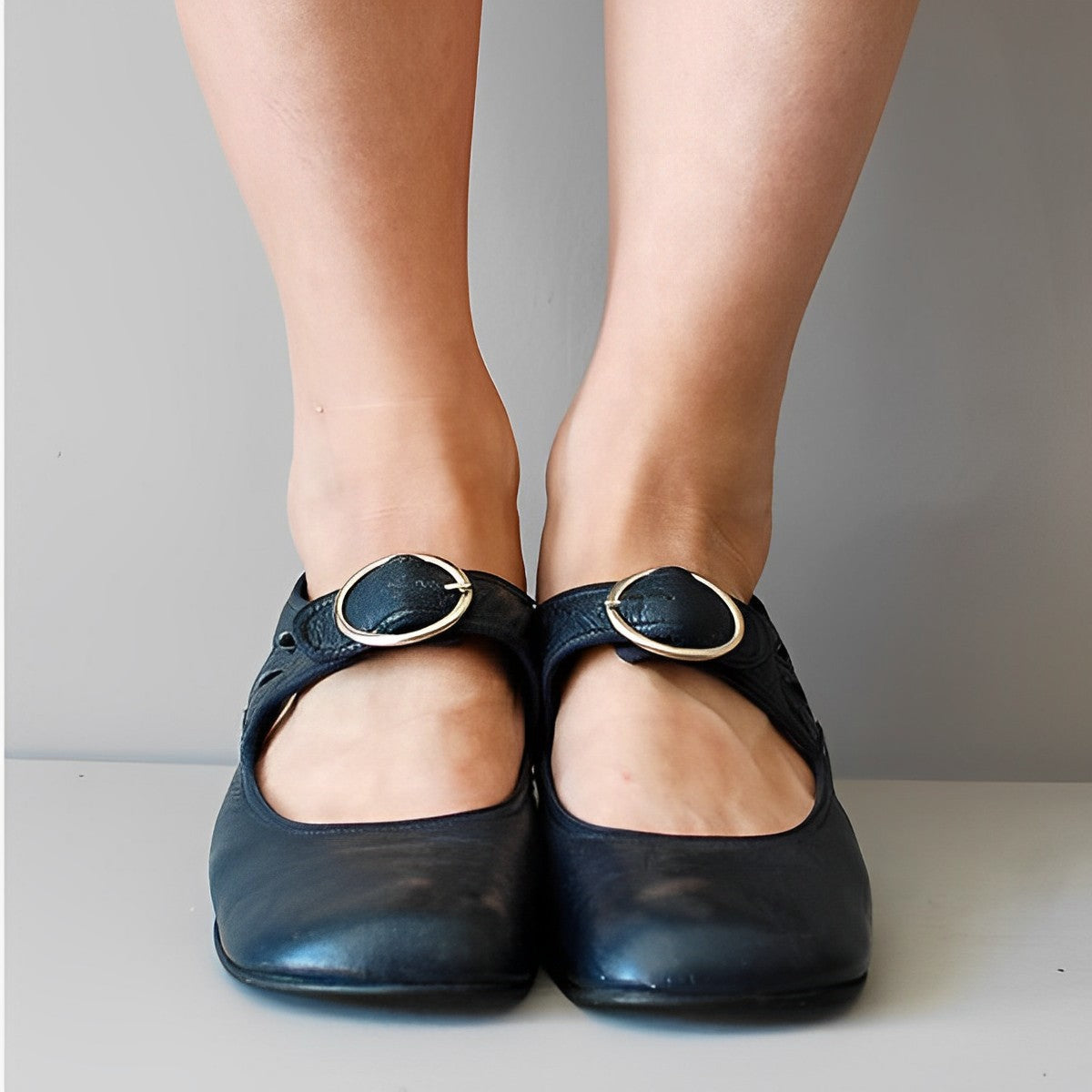 Damen Gleiter Elegante Schnalle Schwarz Komfortabel Größe 36-41-4