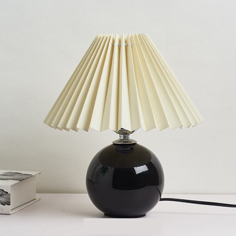 Vintage Keramik Nachtlampe mit Stoffschirm – Entspannendes Licht für jeden Raum, 15 Zoll hoch, Ideal für Nachttische und Wohnräume-2