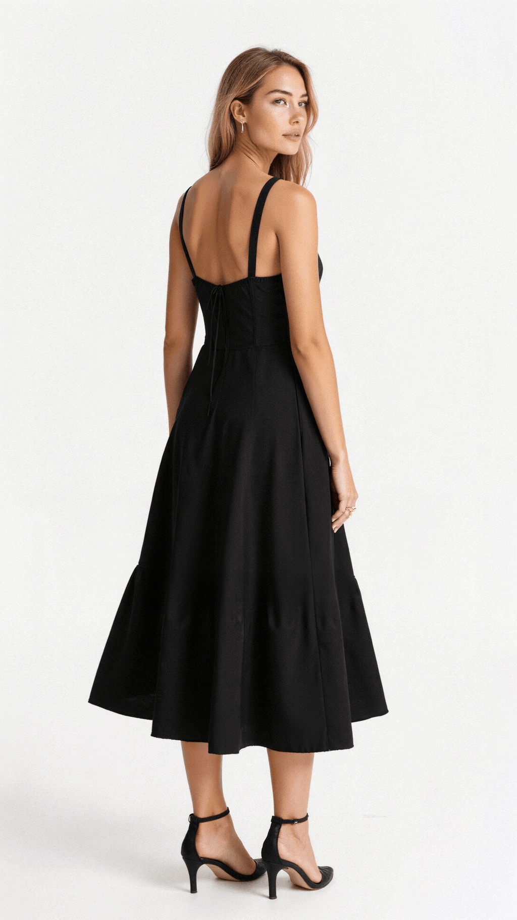 Damen Taillenkleid Bustier Design mit Seitenschlitz, Verstellbarer Schnürung, Festliches Kleid für Hochzeitsgast, Sommerkleider-4