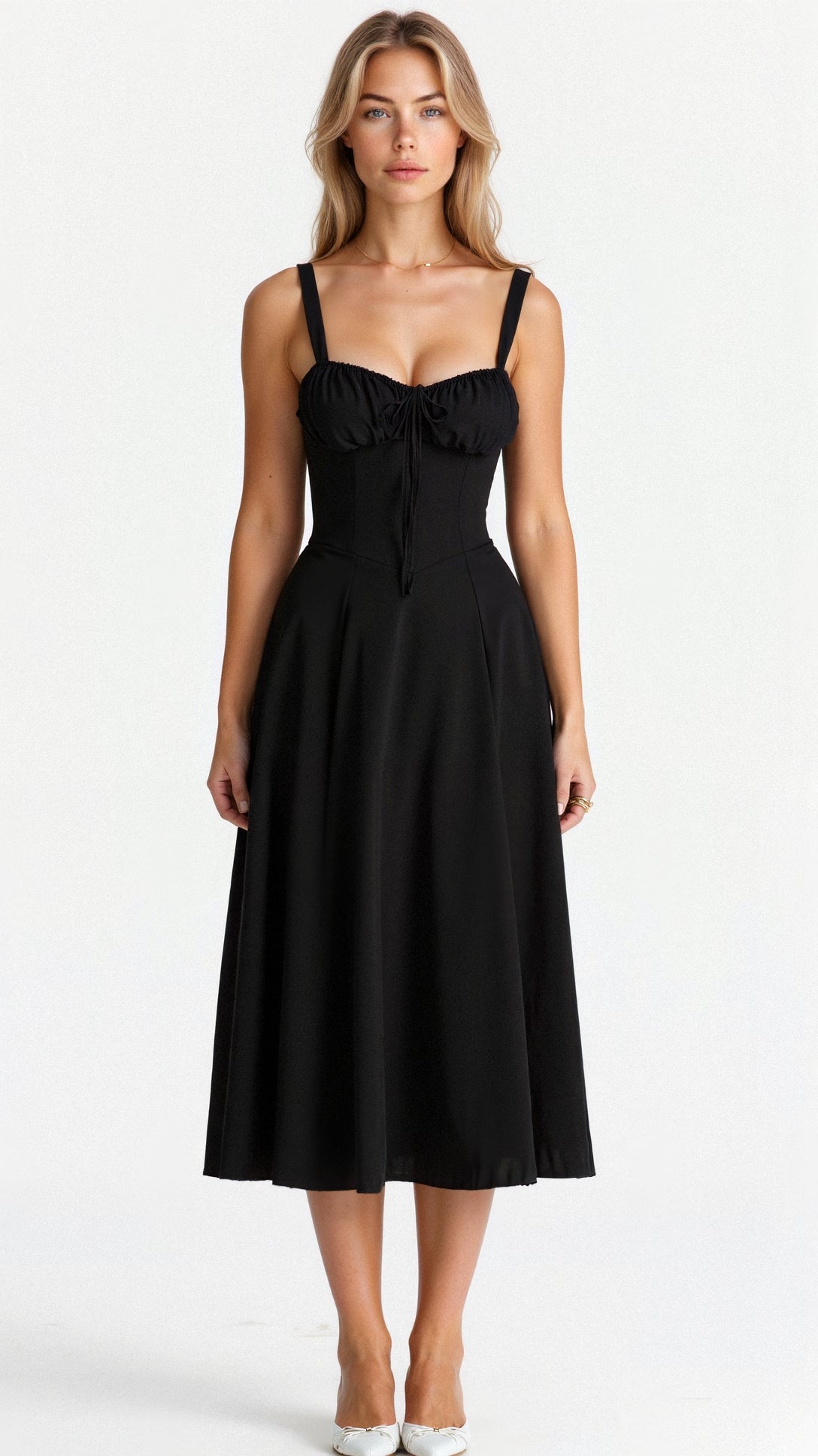 Variant image for Damen Taillenkleid Bustier Design mit Seitenschlitz, Verstellbarer Schnürung, Festliches Kleid für Hochzeitsgast, Sommerkleider-6