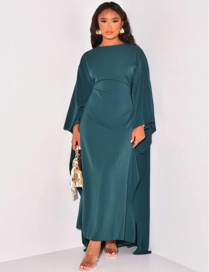 Damen Maxikleid Cape Stil Elegante Silhouette Fließendes Material Maxilänge für Sommer Festliche Anlässe-4
