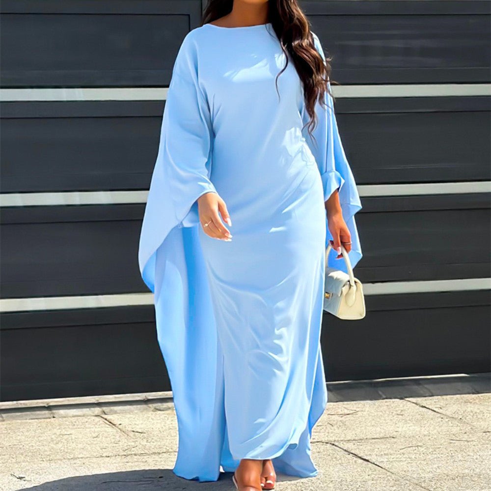 Damen Maxikleid Cape Stil Elegante Silhouette Fließendes Material Maxilänge für Sommer Festliche Anlässe-3