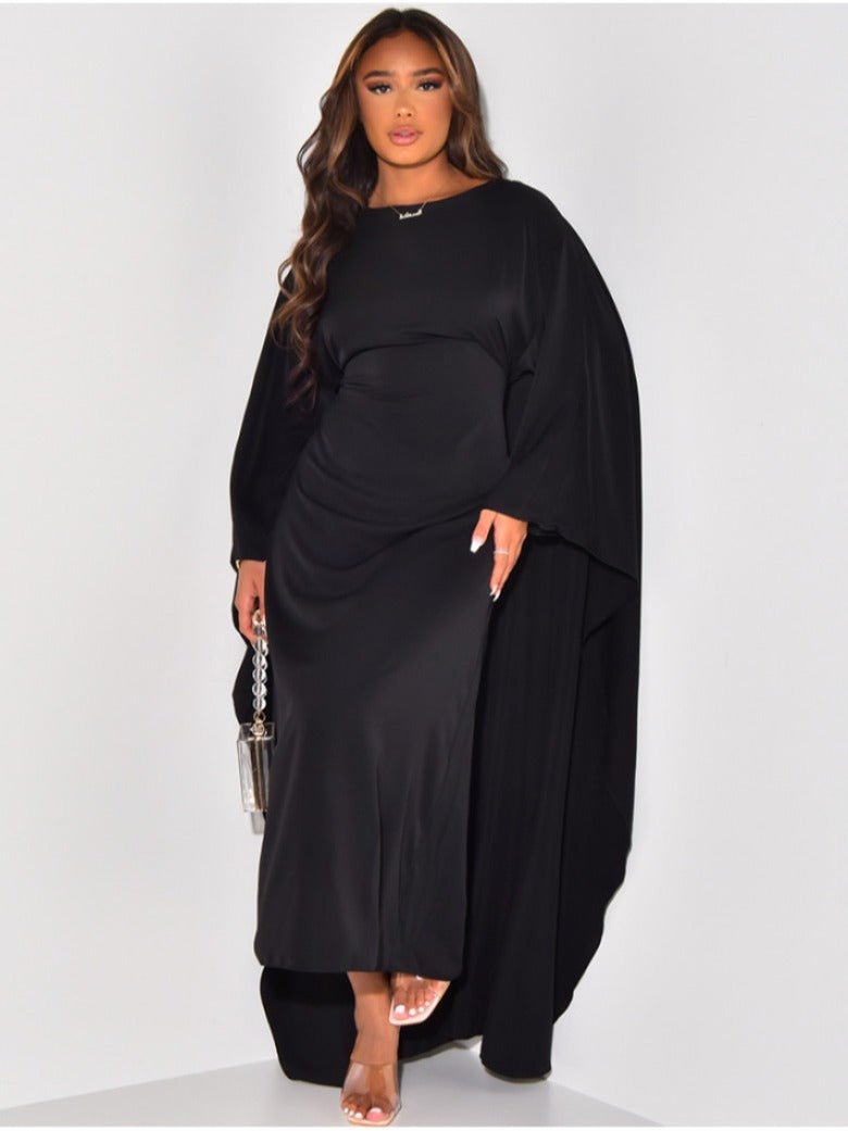 Damen Maxikleid Cape Stil Elegante Silhouette Fließendes Material Maxilänge für Sommer Festliche Anlässe-2